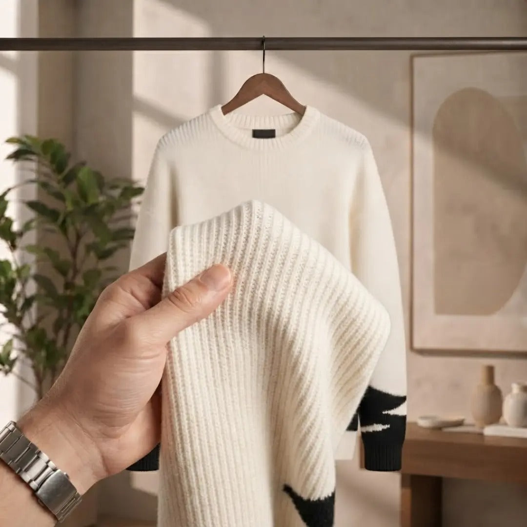 Men's Abstract Colorblock Crewneck Sweater