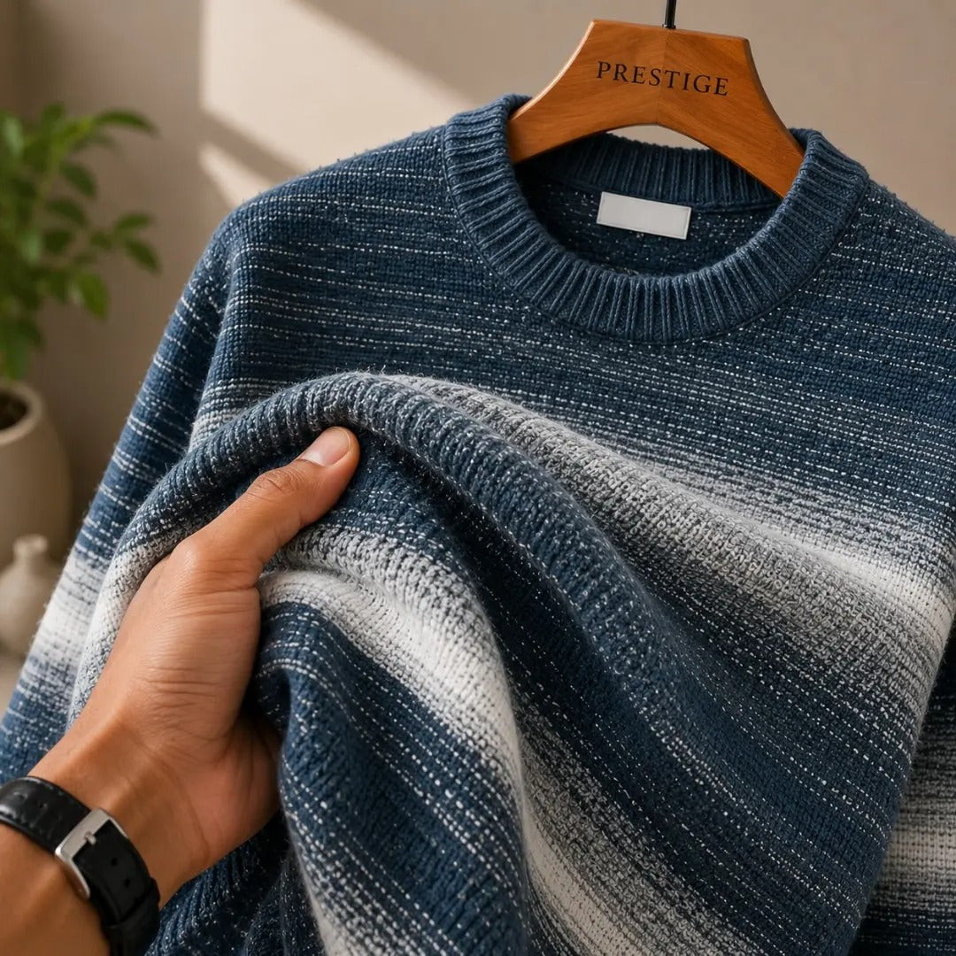 Multi-Tone Striped Crew Neck Sweater