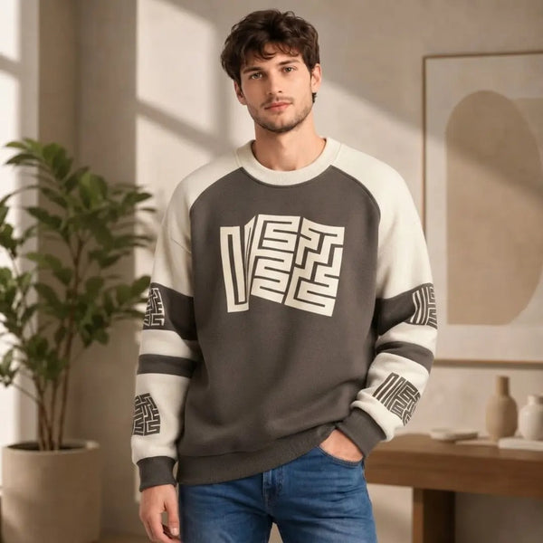 Men's Graphic Colorblock Crewneck Sweater