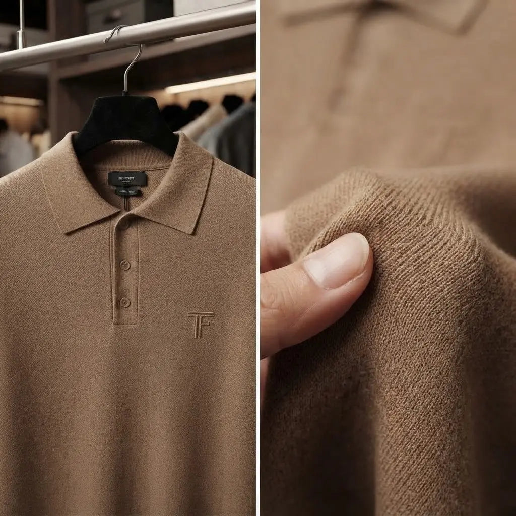 Men’s Long-Sleeve Knit Polo Shirt
