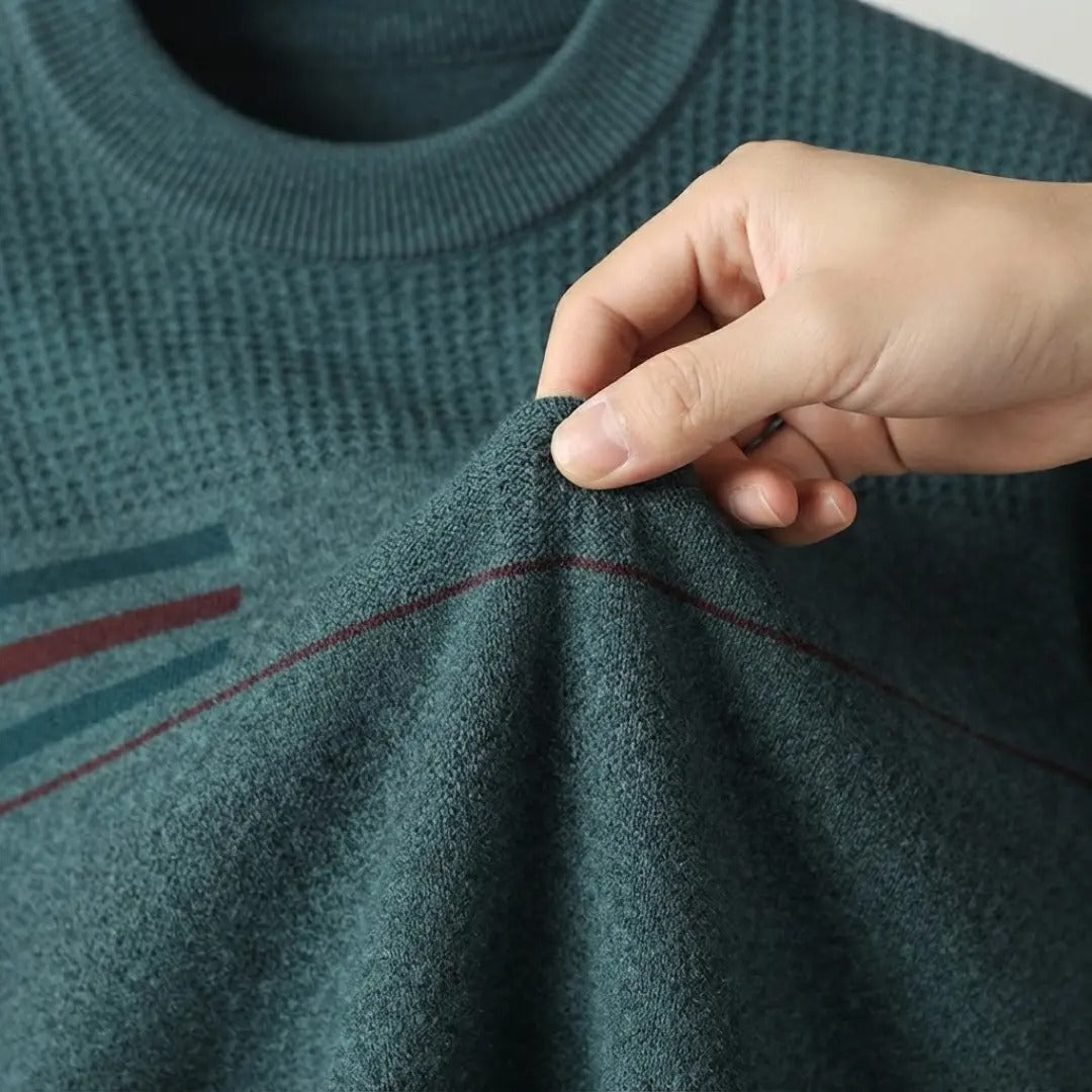 Textured Teal Knit Crew Neck Sweater
