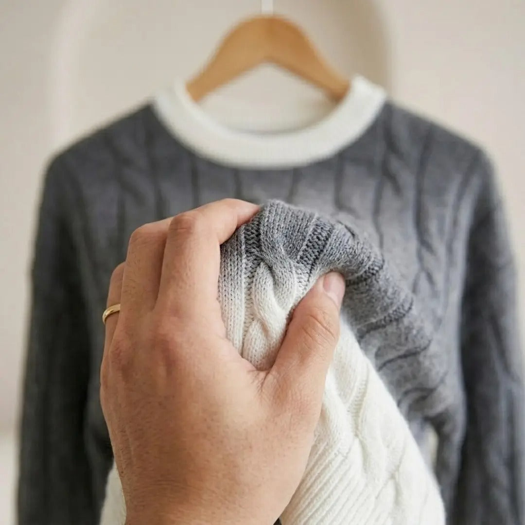 Ombré Cable-Knit Crew Neck Sweater