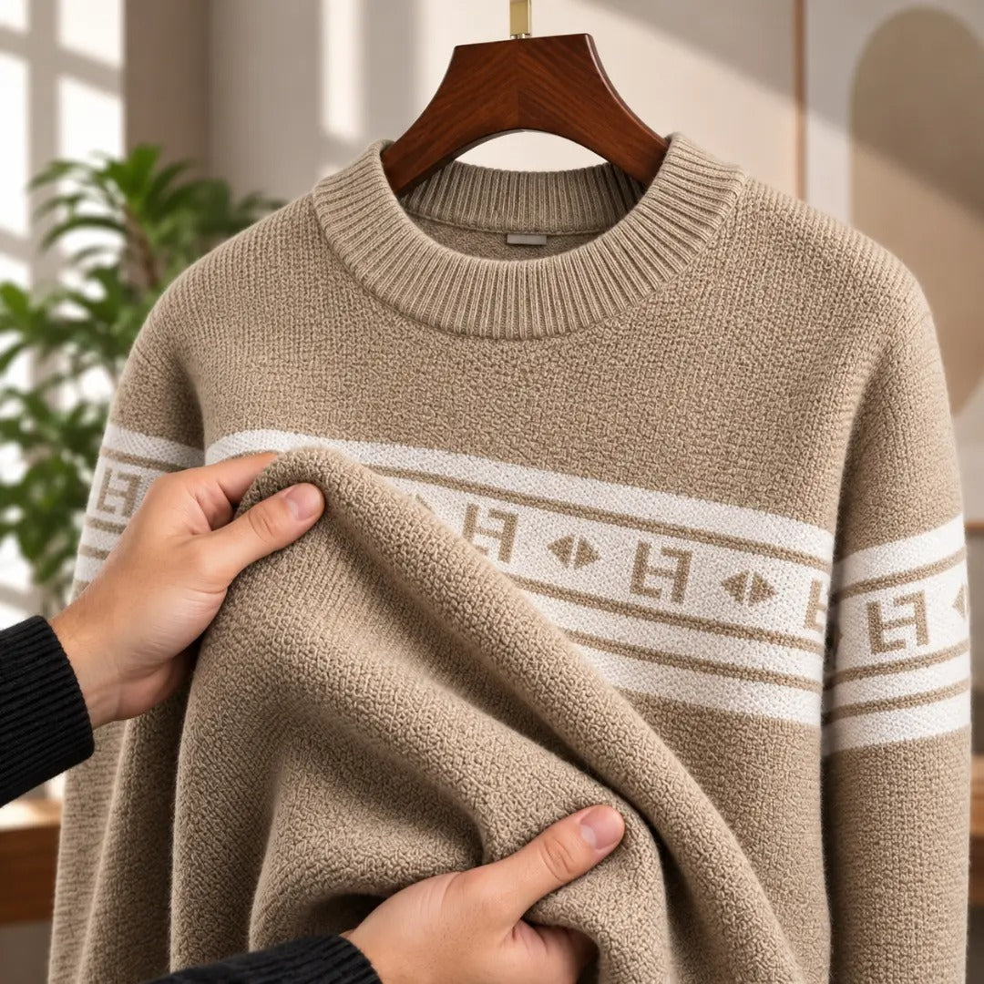Men's Patterned Band Crewneck Sweater