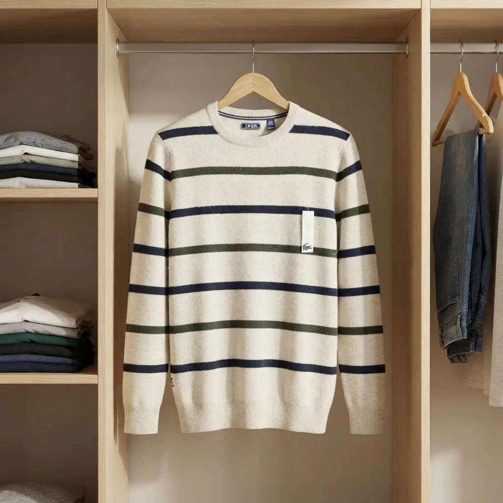 Men’s Wool-Blend Textured Knit Polo Shirt