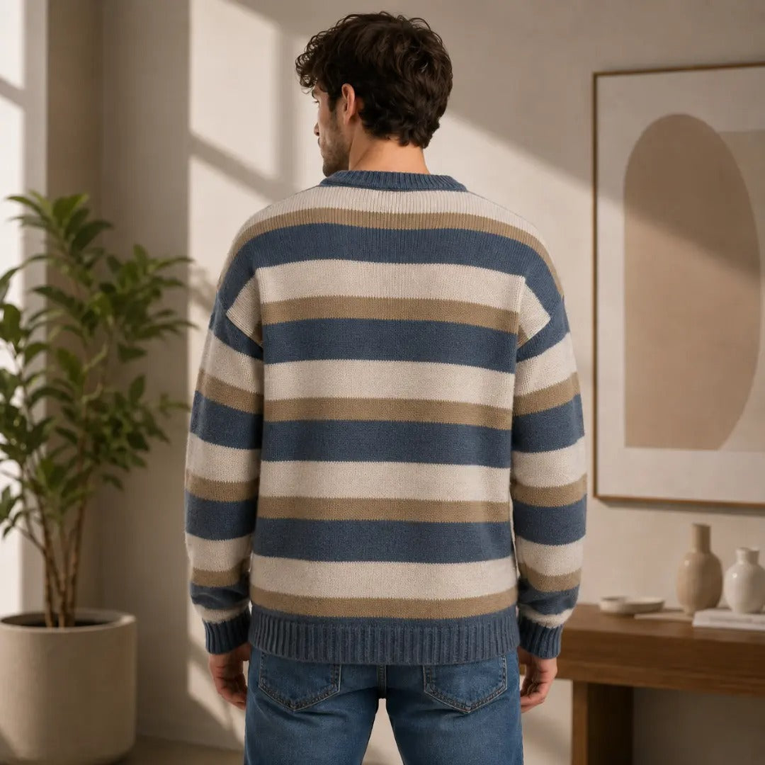 Men's Multi-Color Striped Crewneck Sweater