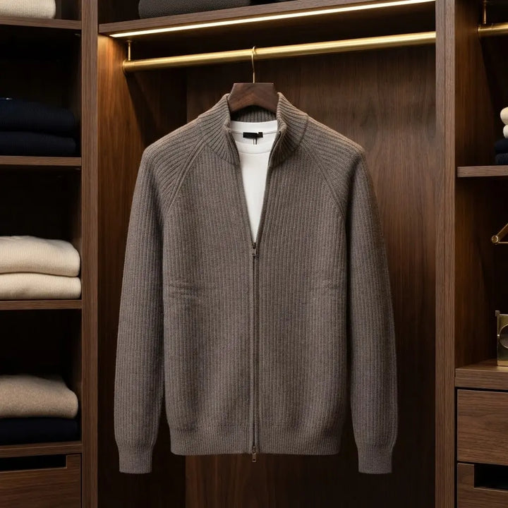 Men's Ribbed-Knit Full-Zip Cardigan