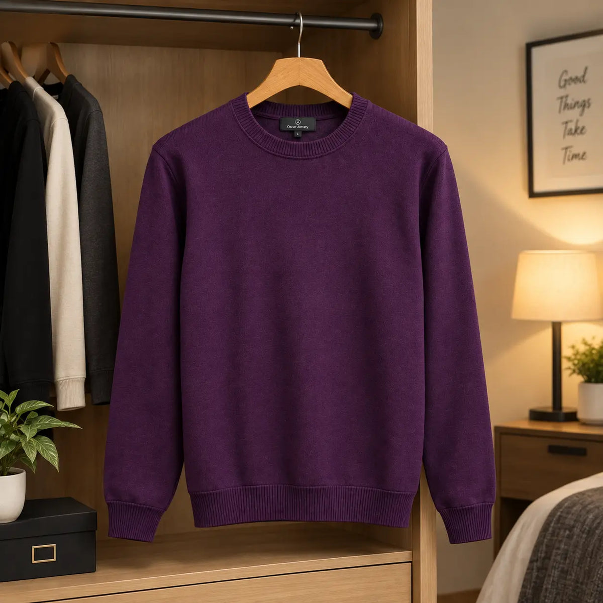 Men’s Deep Purple Classic Crew Neck Sweater