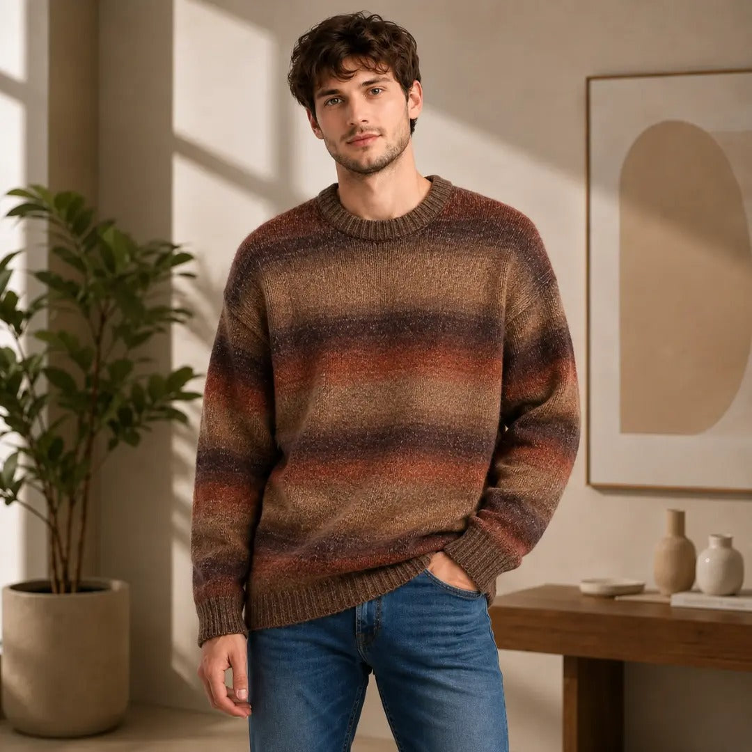 Men's Ombré Striped Crewneck Sweater