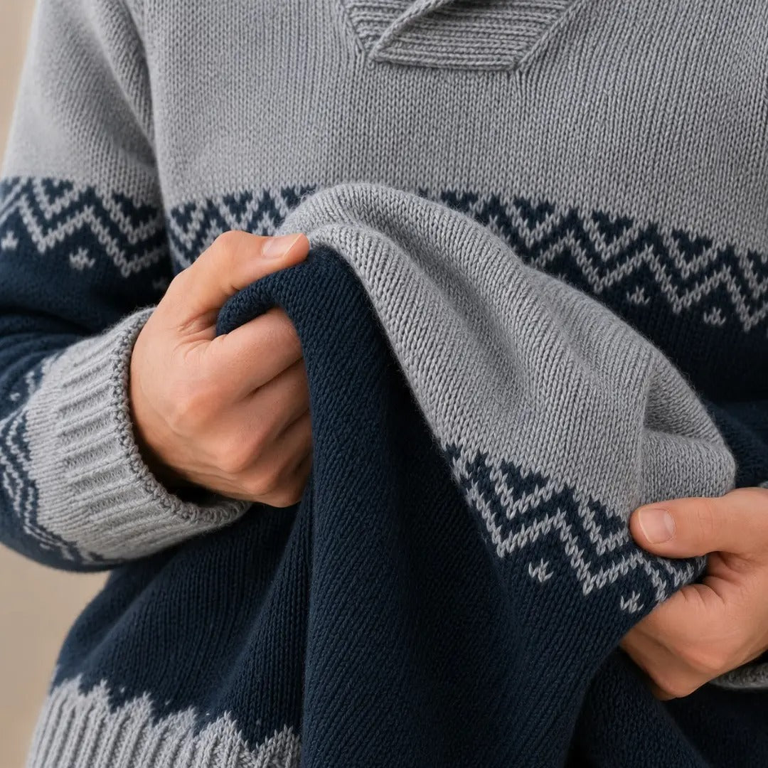 Fair Isle Shawl Collar Sweater