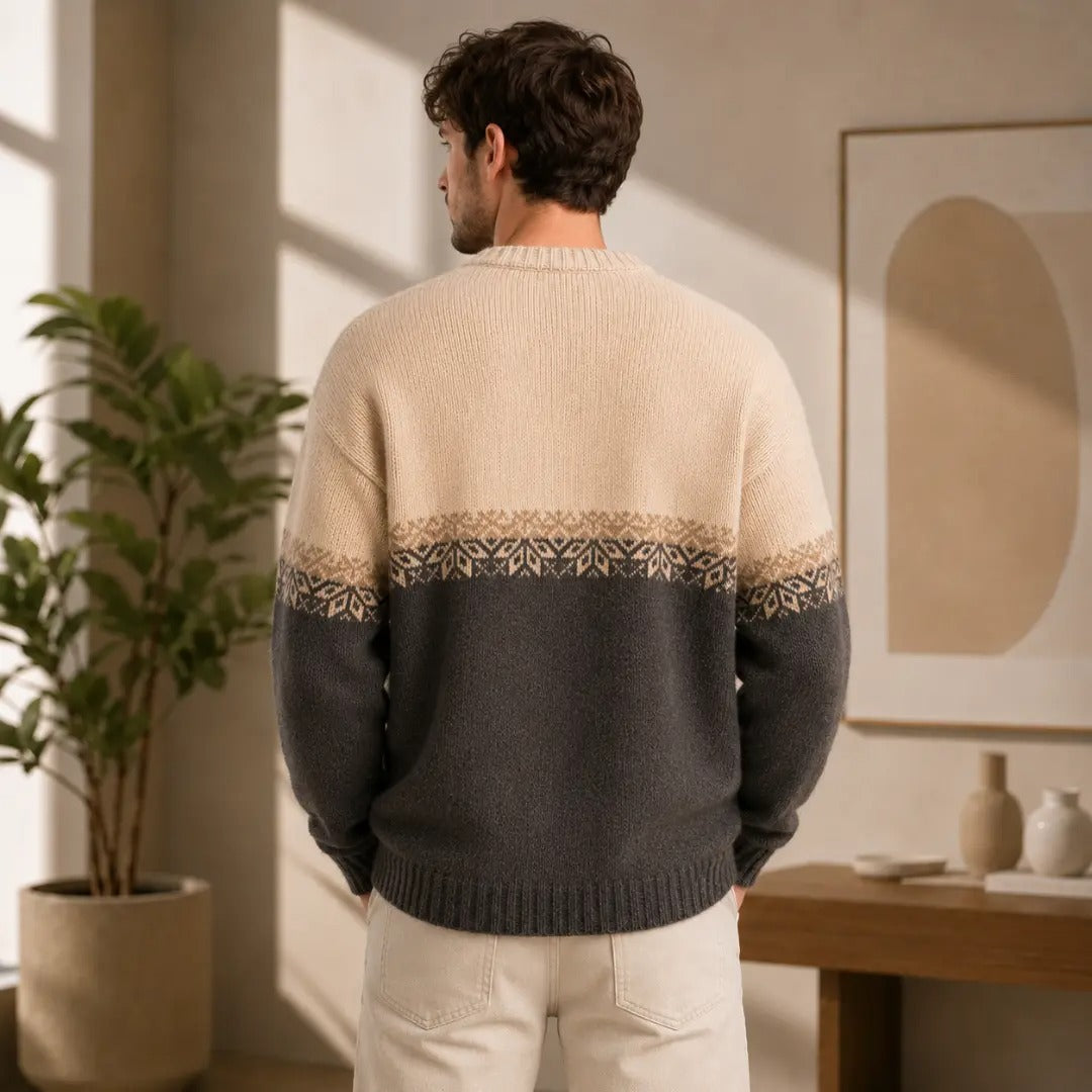 Men's Colorblock Fair Isle Crewneck Sweater