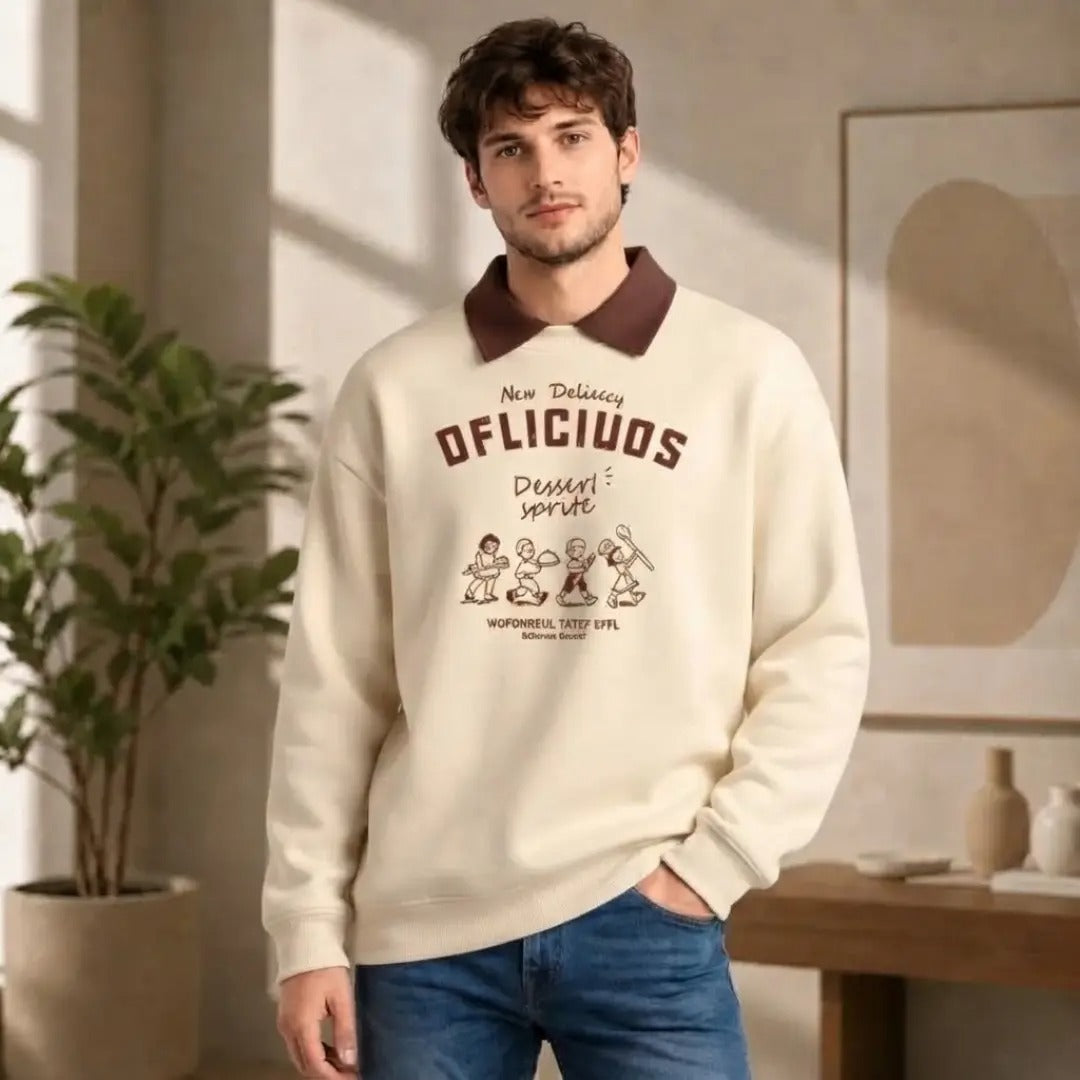 Men's Off-White Graphic Polo Sweatshirt