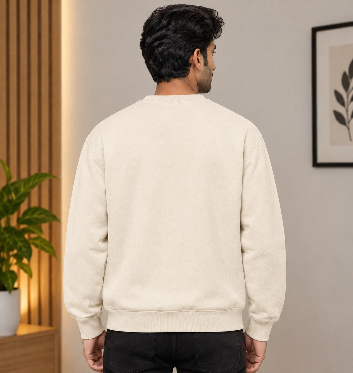 Men’s Cream & Navy Red Diagonal Color Block Sweatshirt