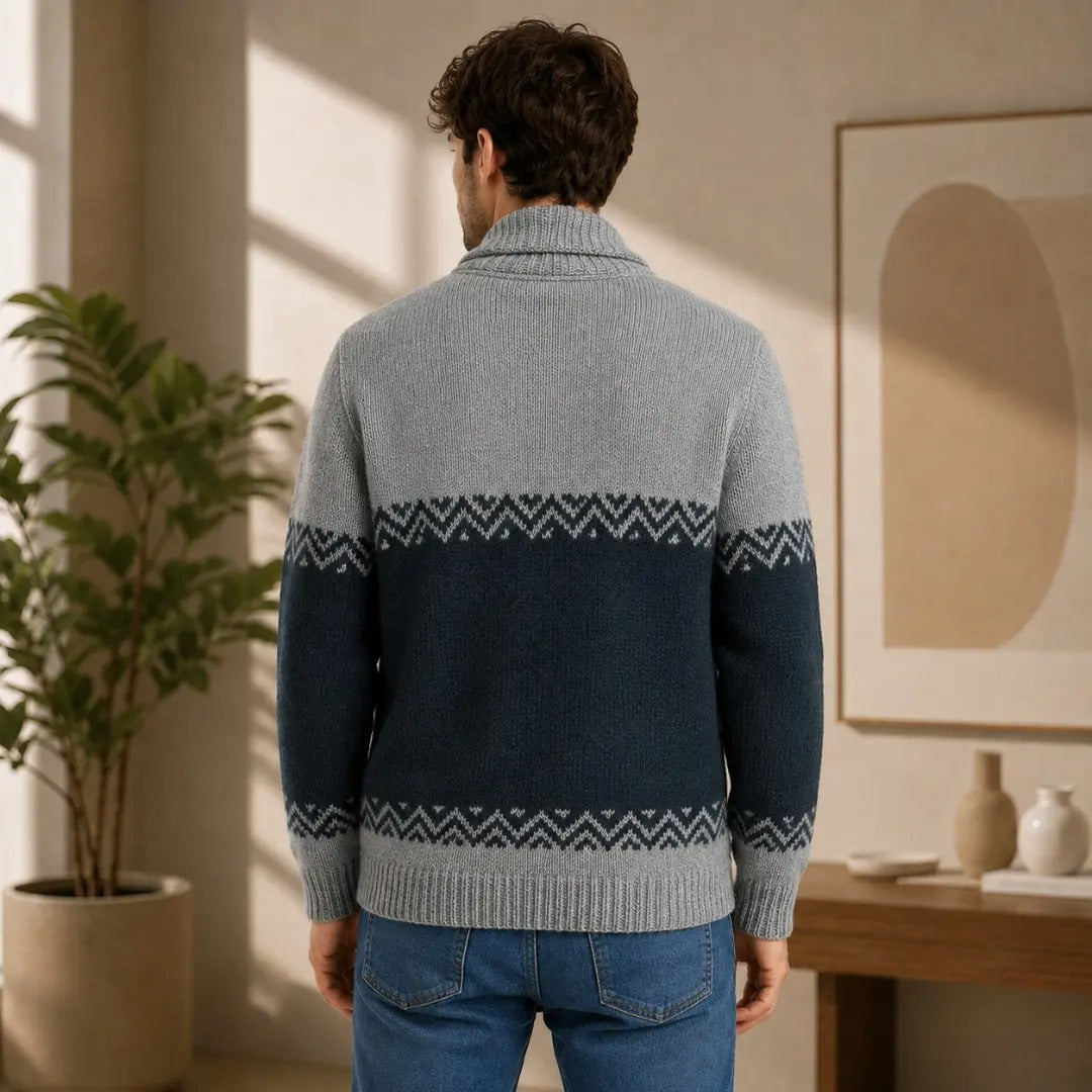 Fair Isle Shawl Collar Sweater