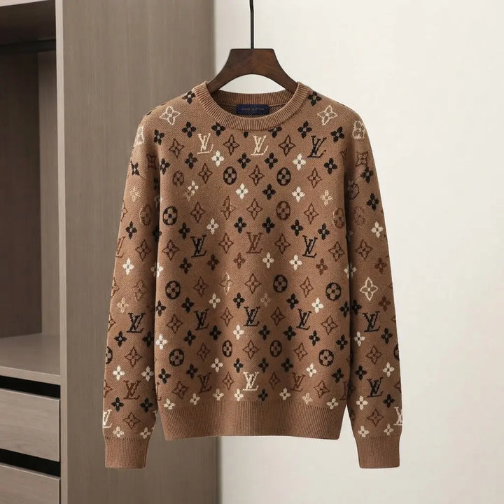Designer Patterned Long-Sleeve Wool Blend Pullover