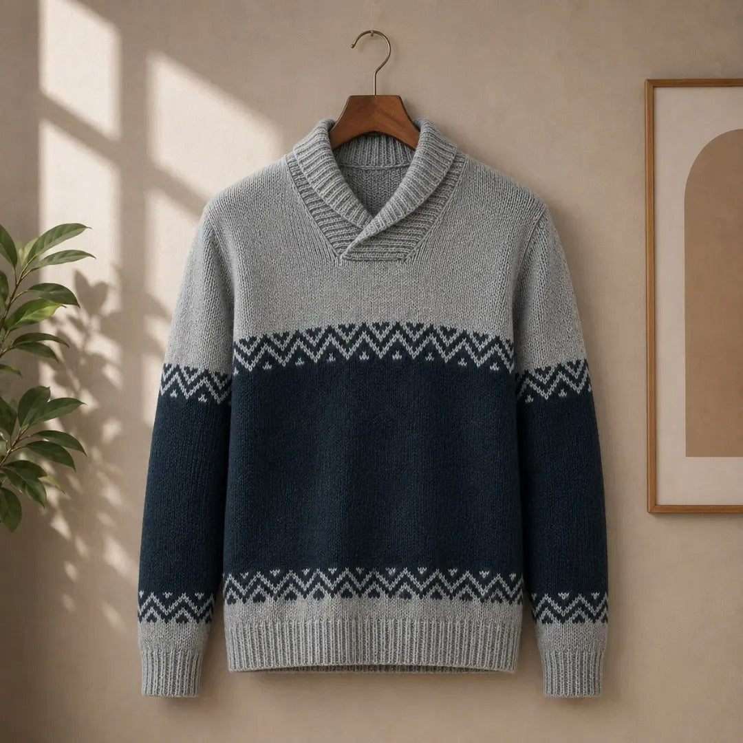 Fair Isle Shawl Collar Sweater