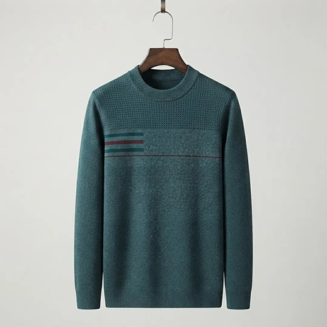 Textured Teal Knit Crew Neck Sweater