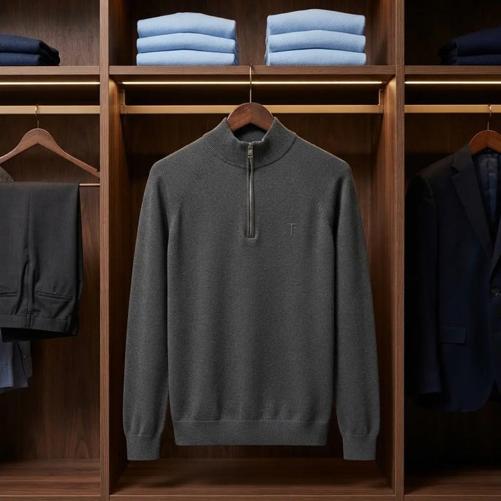 Trussardi Men's Half-Zip Mock Neck Knitted Sweater