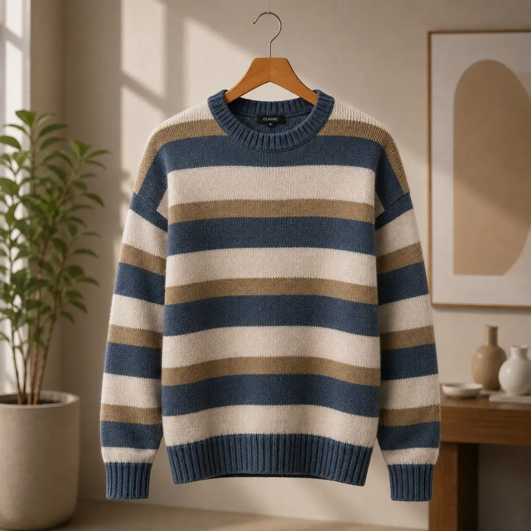Men's Multi-Color Striped Crewneck Sweater