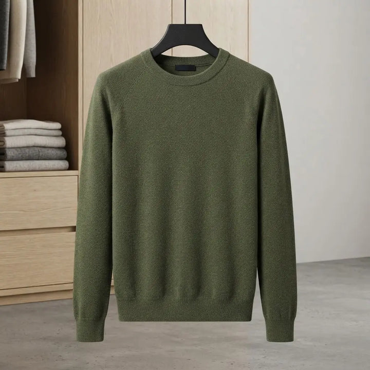 Olive Green Crew Neck Raglan Knit Sweater