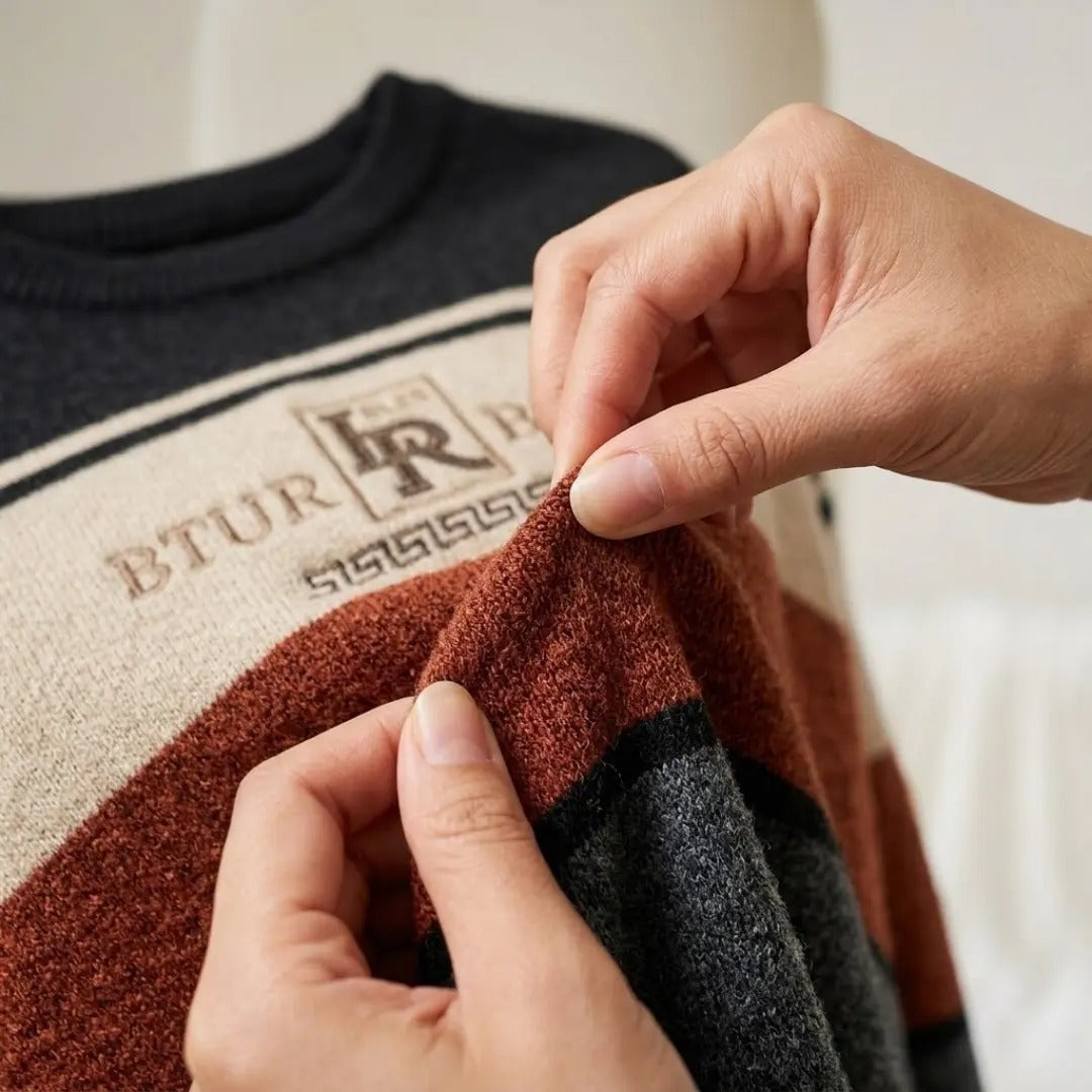 Colorblock Striped Crew Neck Sweater