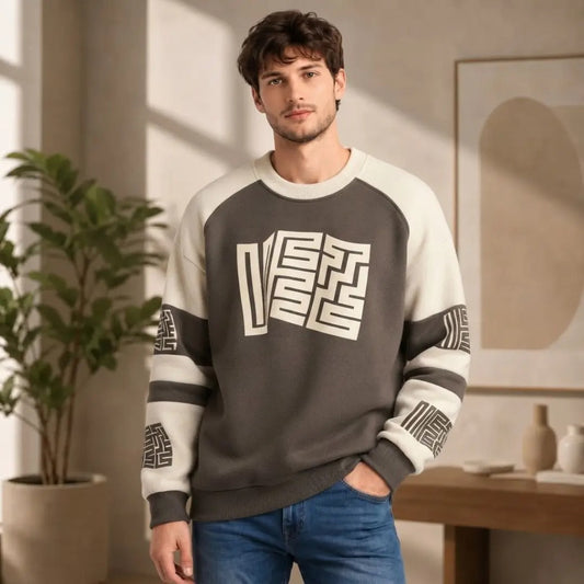 Men's Graphic Colorblock Crewneck Sweater