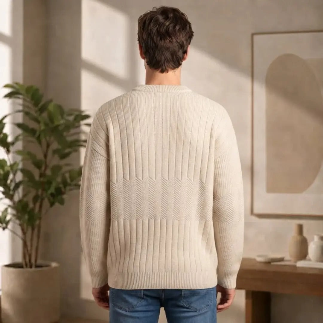 Men's Ribbed Crewneck Sweater with Logo