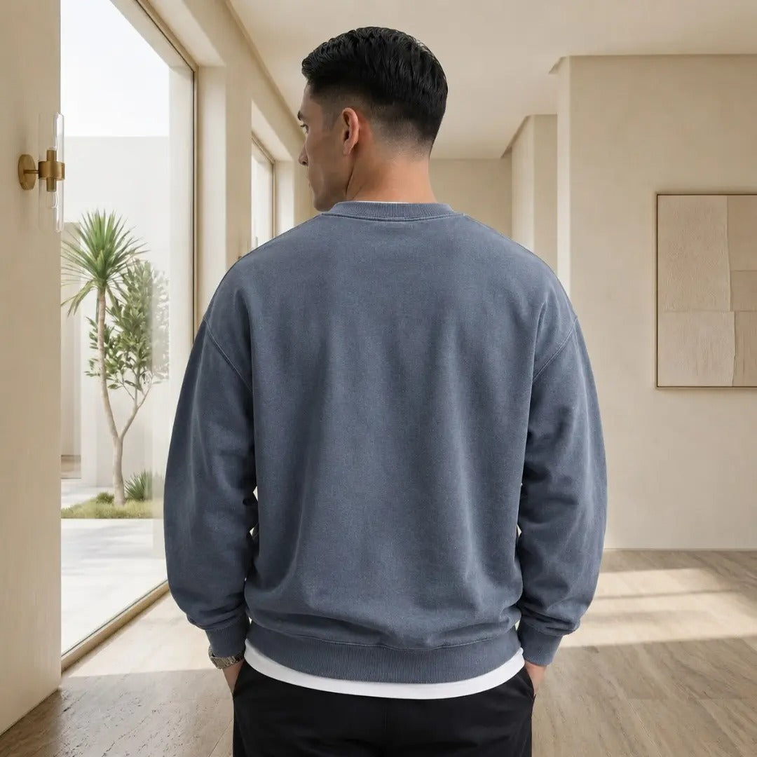 Vintage-Washed "Illinois" Collegiate Crew Neck Sweatshirt