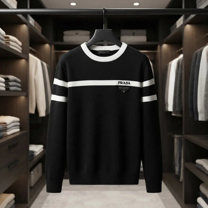 Prada Contrast Stripe Knit Crewneck