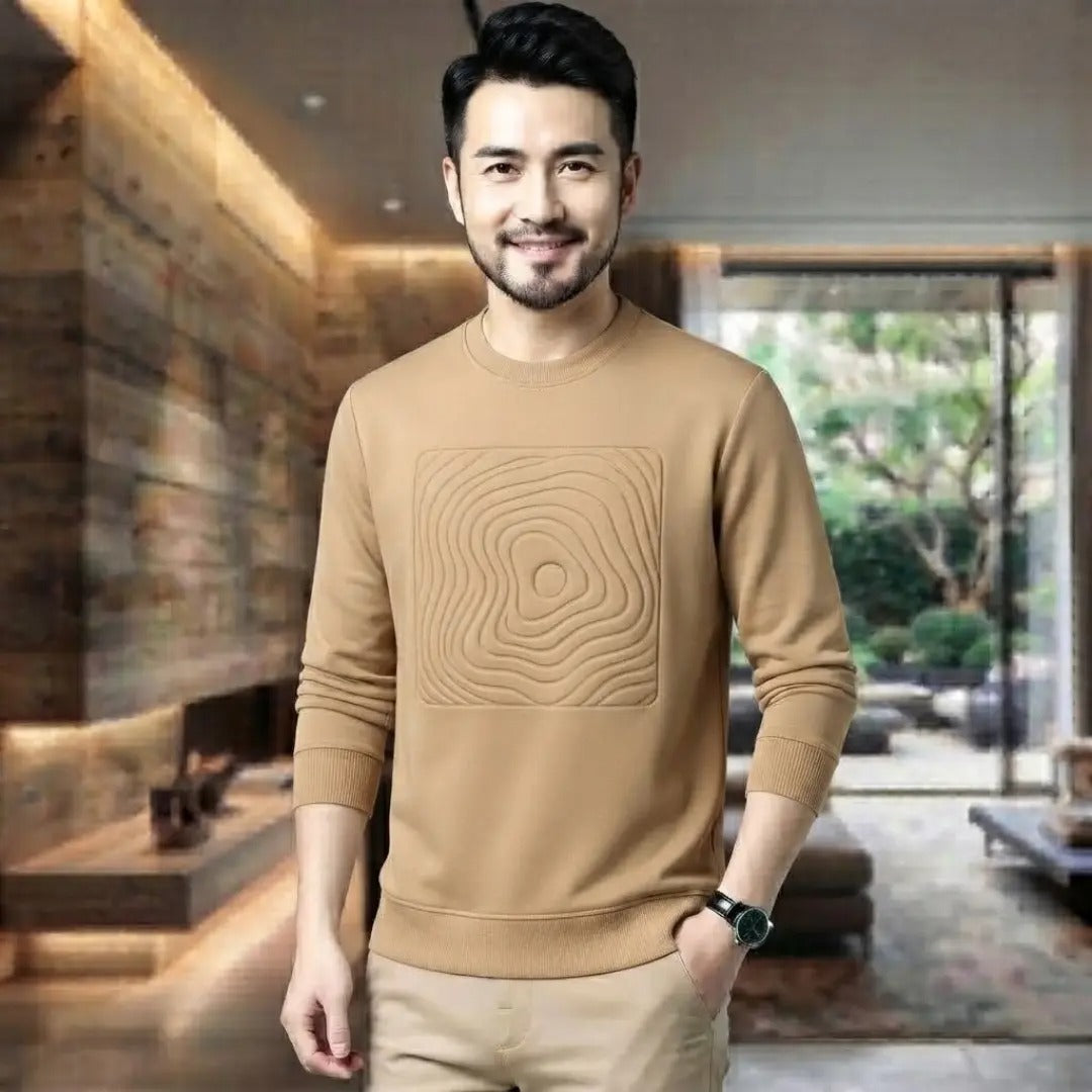 Embossed Topography Crew Neck Sweatshirt