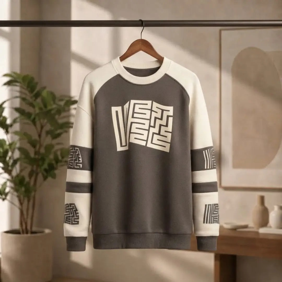 Men's Graphic Colorblock Crewneck Sweater