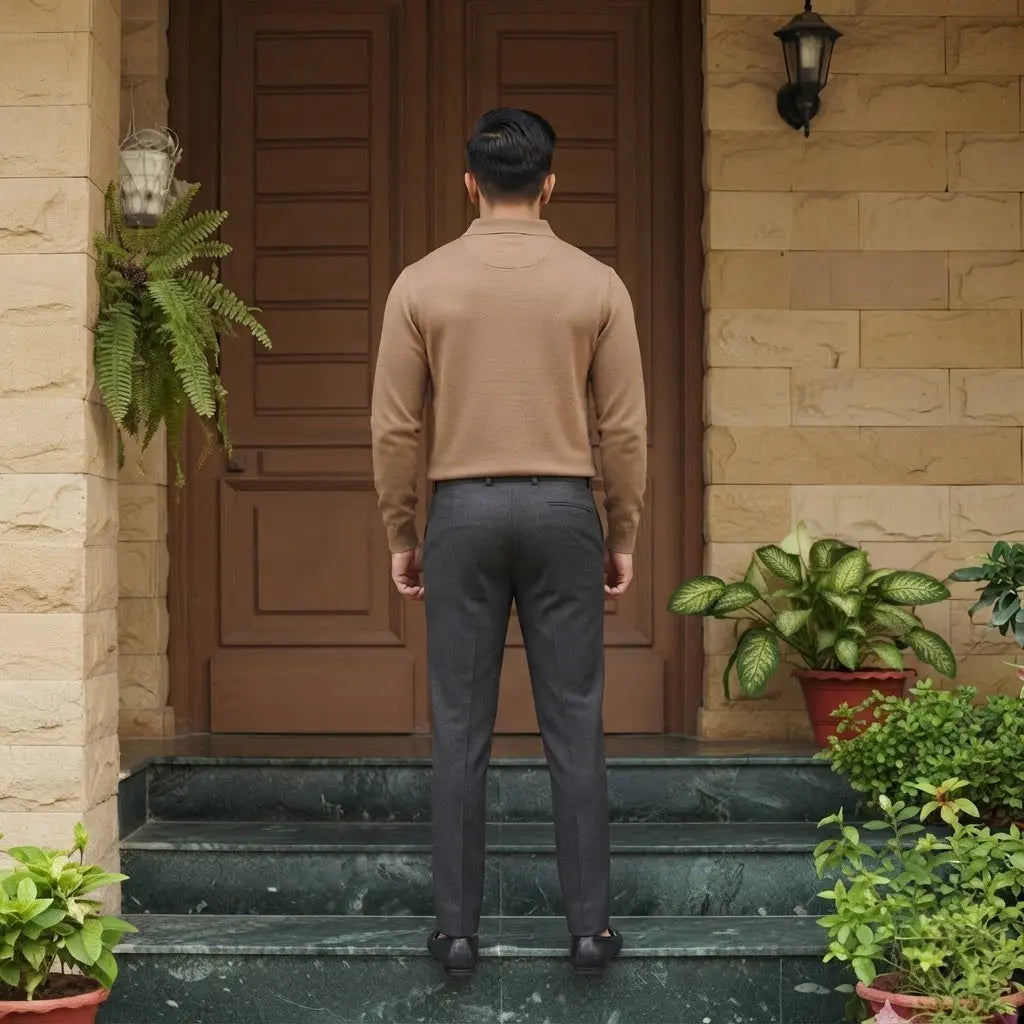 Men’s Long-Sleeve Knit Polo Shirt