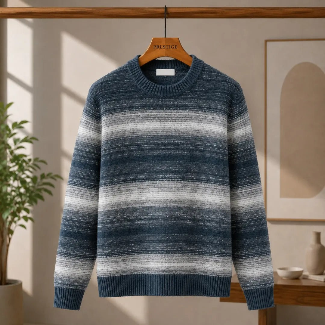 Multi-Tone Striped Crew Neck Sweater