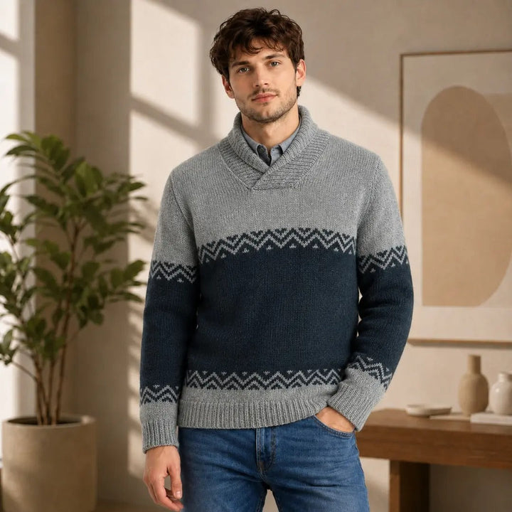 Fair Isle Shawl Collar Sweater