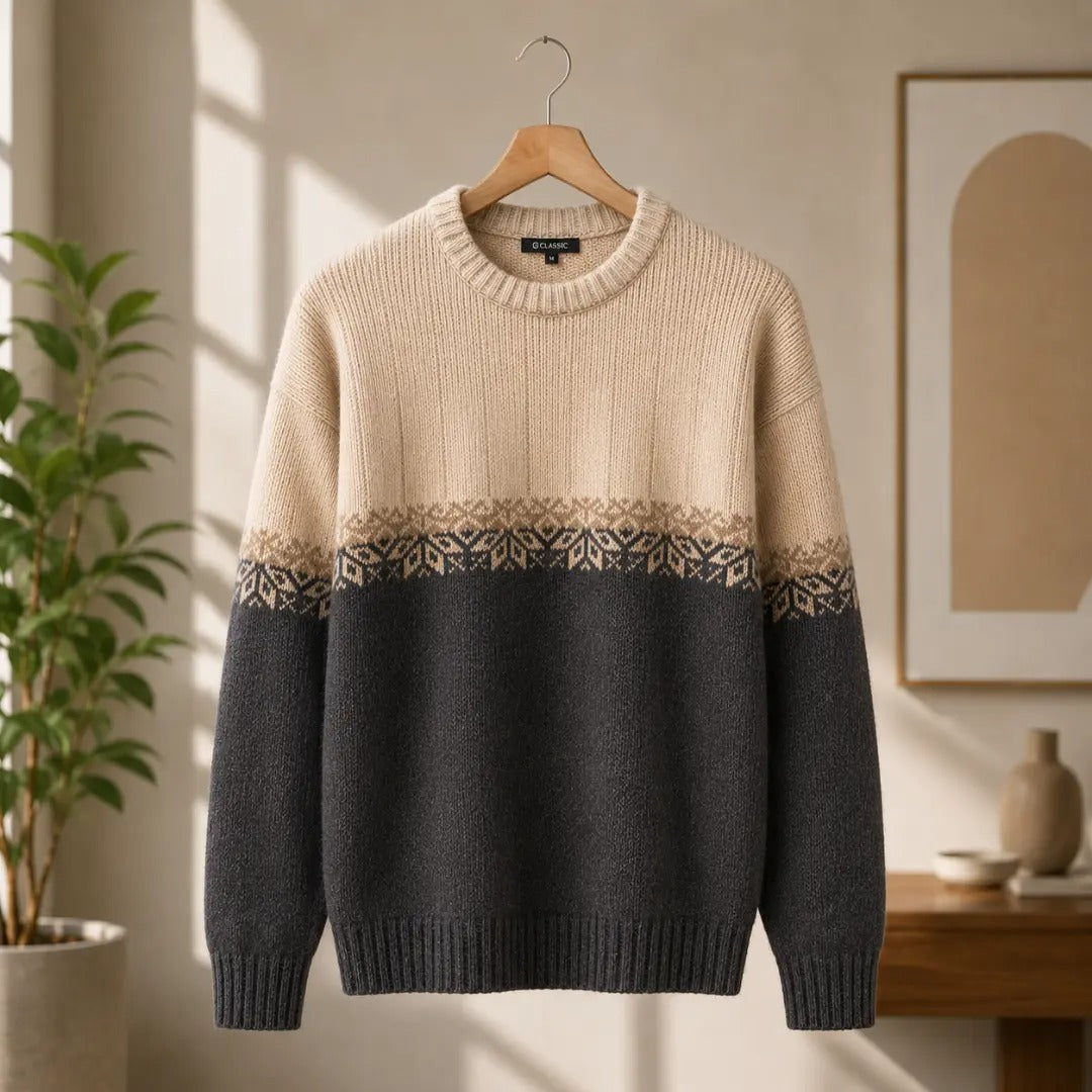 Men's Colorblock Fair Isle Crewneck Sweater