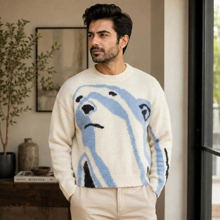 Polar Bear Graphic Knit Crew Neck Sweater