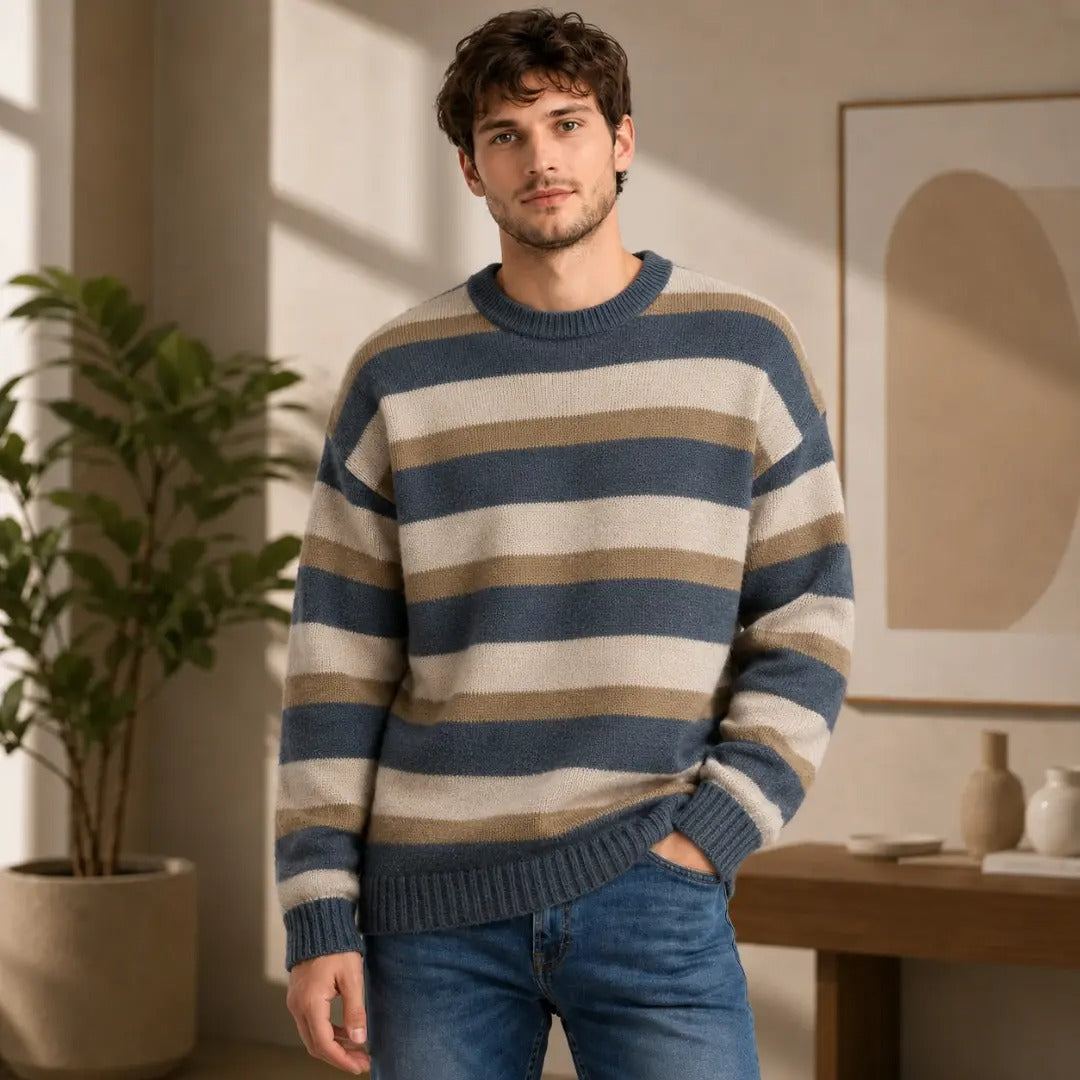 Men's Multi-Color Striped Crewneck Sweater